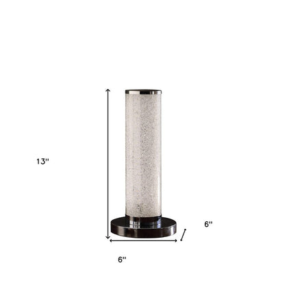 13” Modern White Sand Crystal And Steel Table Lamp HomeRoots