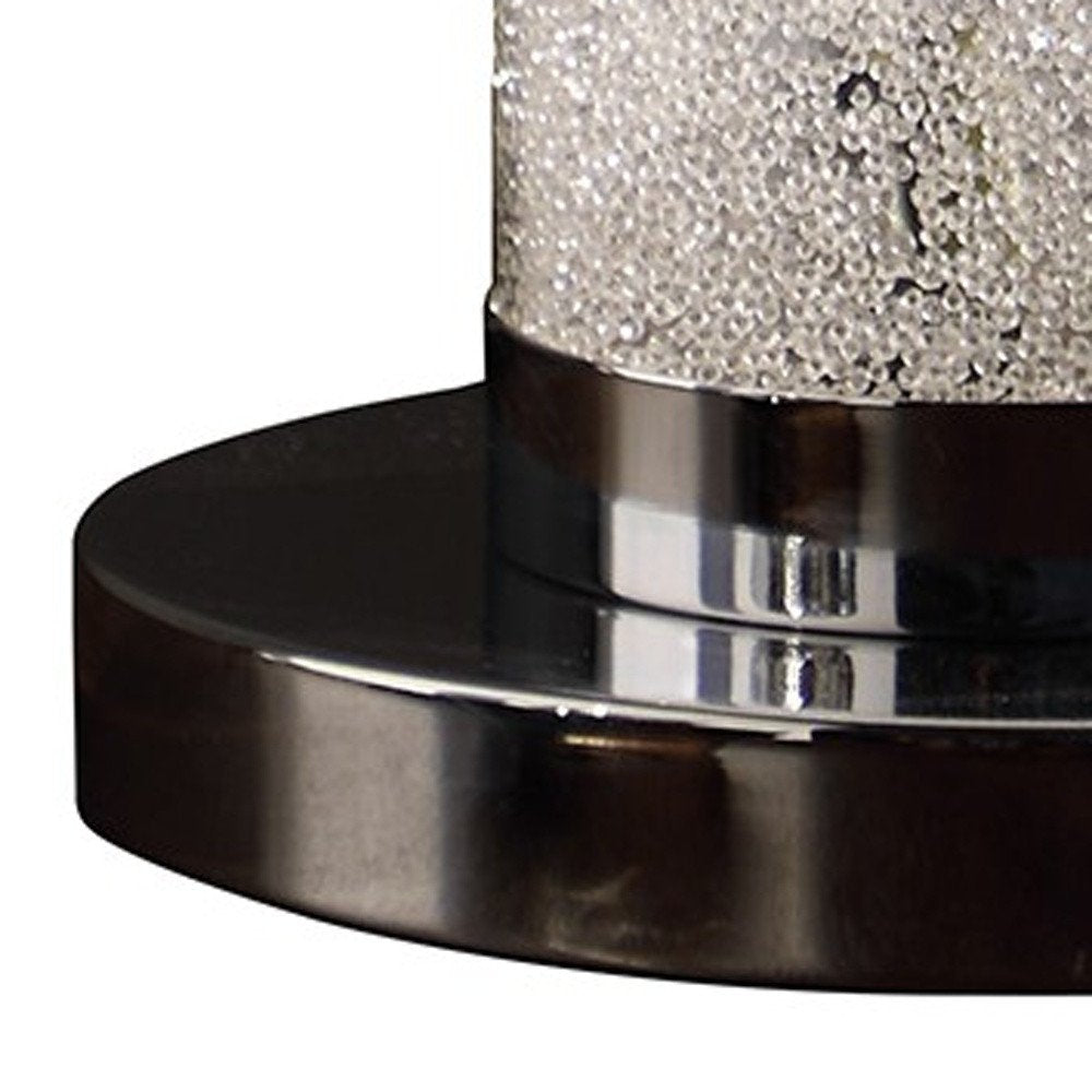 13” Modern White Sand Crystal And Steel Table Lamp — view 5