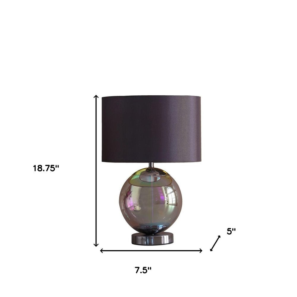 19" Iridescent Glass Globe Table Lamp With Gray Classic Drum Shade — view 4