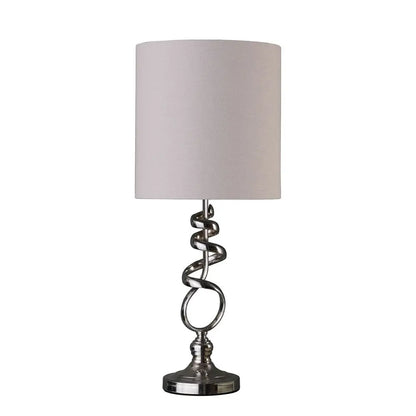 22" Nickel Bedside Table Lamp With Off White Drum Shade HomeRoots