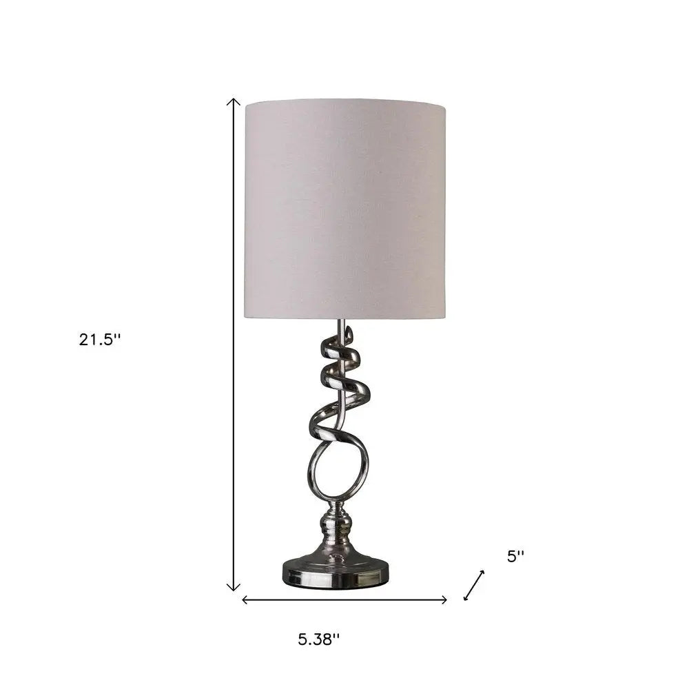 22" Nickel Bedside Table Lamp With Off White Drum Shade HomeRoots