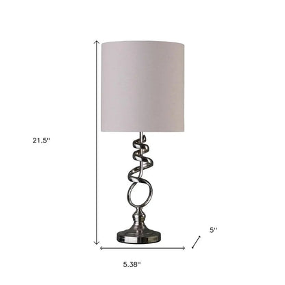 22" Nickel Bedside Table Lamp With Off White Drum Shade HomeRoots