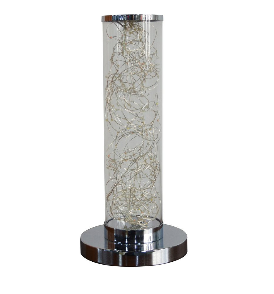 13" Silver Metal Column LED Rope Table Lamp With Clear — view 1