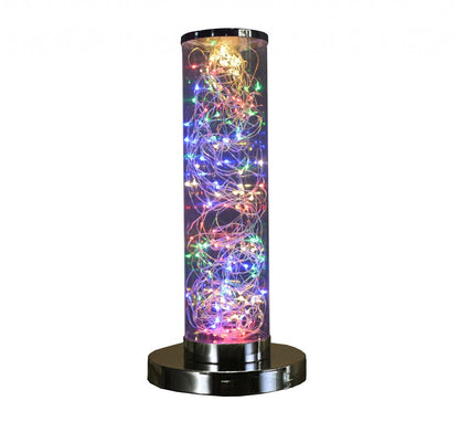 13" Silver Metal Column LED Rope Table Lamp With Clear HomeRoots