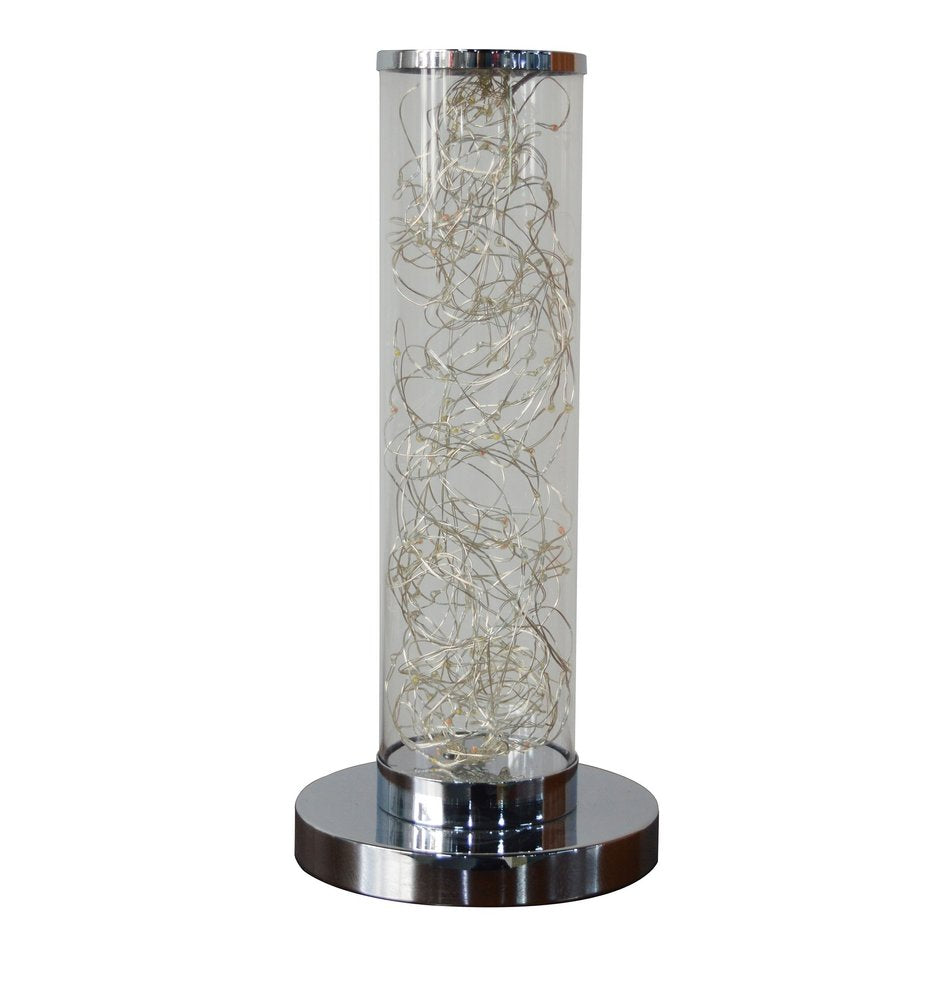 13" Silver Metal Column LED Rope Table Lamp With Clear HomeRoots