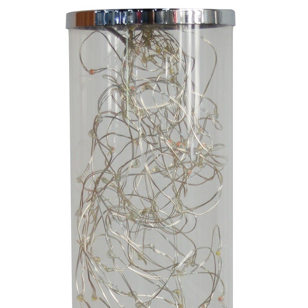 13" Silver Metal Column LED Rope Table Lamp With Clear — view 5