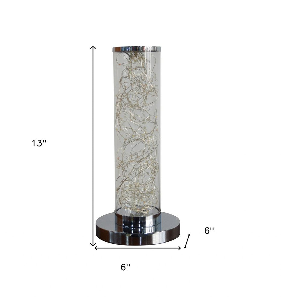 13" Silver Metal Column LED Rope Table Lamp With Clear — view 7