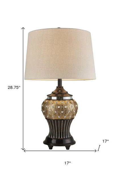 Glitzy Gold Bejeweled Table Lamp HomeRoots