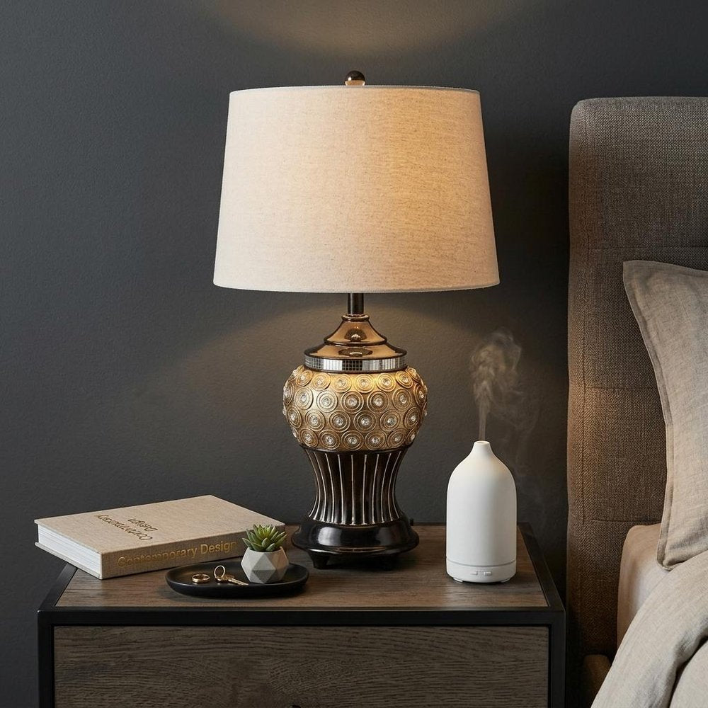 Glitzy Gold Bejeweled Table Lamp HomeRoots