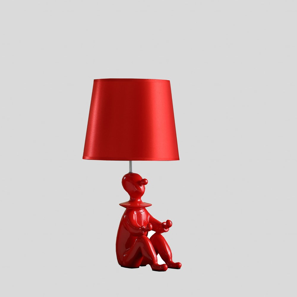 21" Red Bedside Table Lamp With Red Empire Shade — view 1