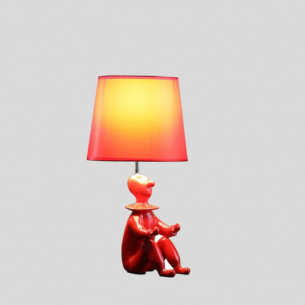 21" Red Bedside Table Lamp With Red Empire Shade — view 2