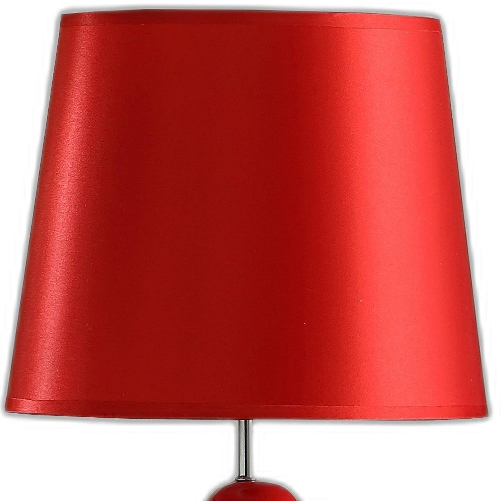 21" Red Bedside Table Lamp With Red Empire Shade