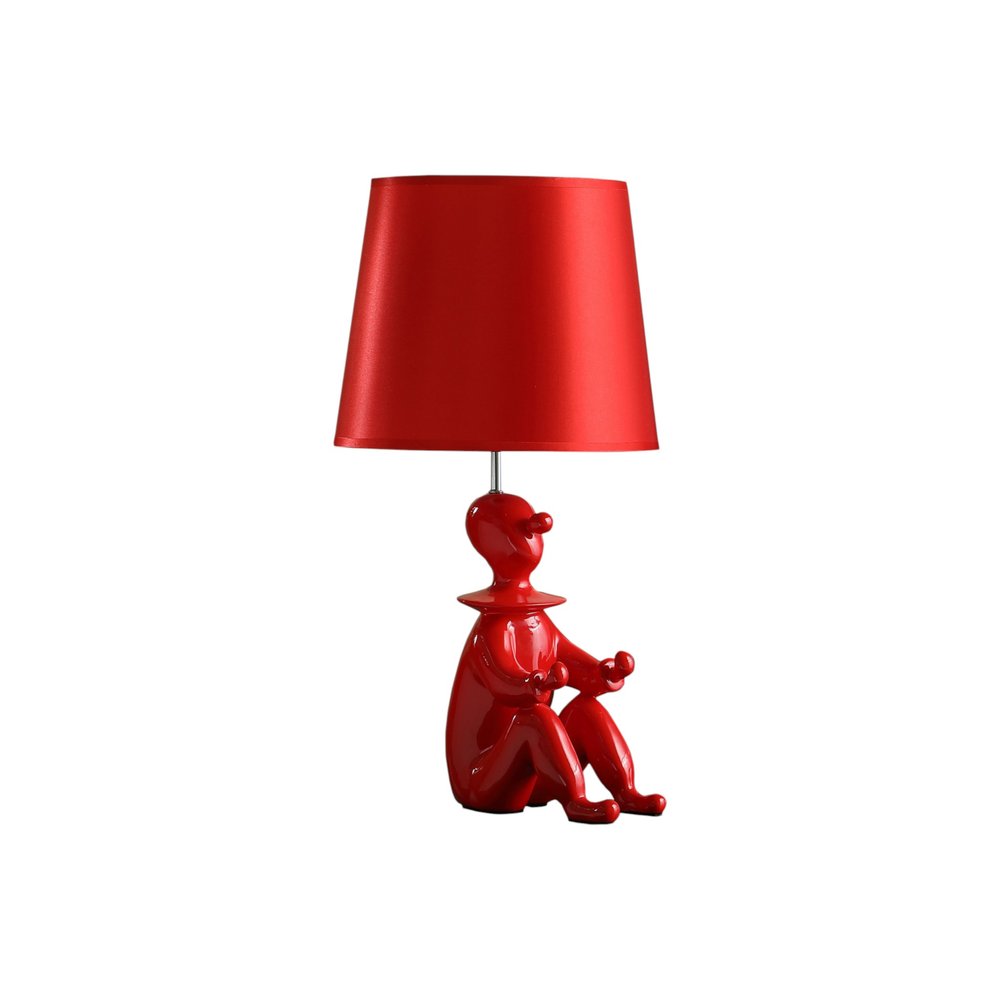 21" Red Bedside Table Lamp With Red Empire Shade — view 3