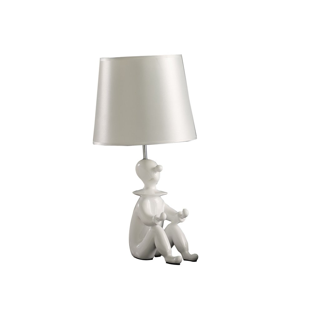 21" White Novelty Clown Table Lamp With White Empire Shade — view 1