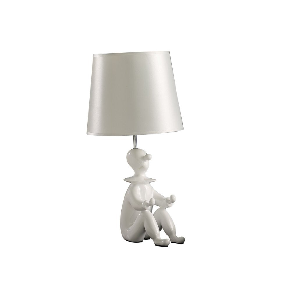 21" White Novelty Clown Table Lamp With White Empire Shade — view 1