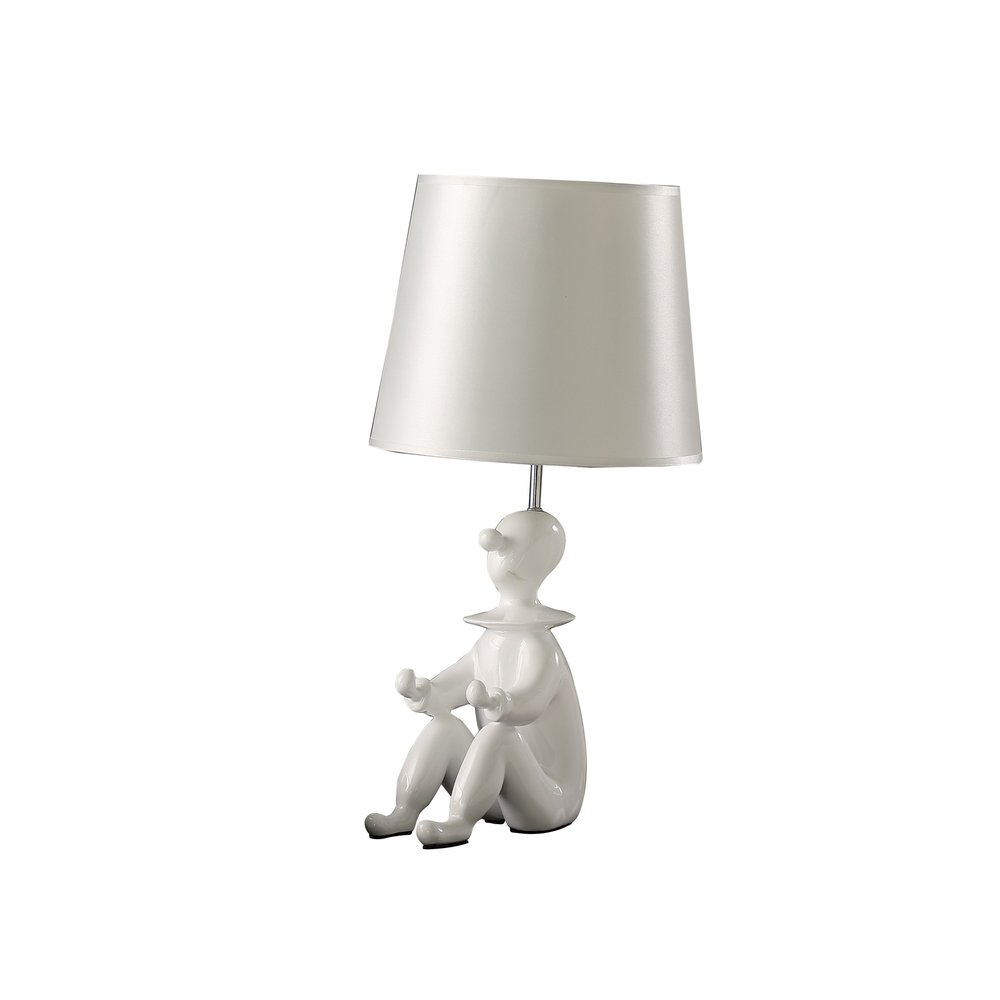 21" White Novelty Clown Table Lamp With White Empire Shade — view 3