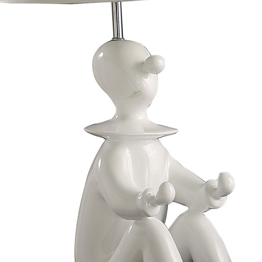 21" White Novelty Clown Table Lamp With White Empire Shade HomeRoots