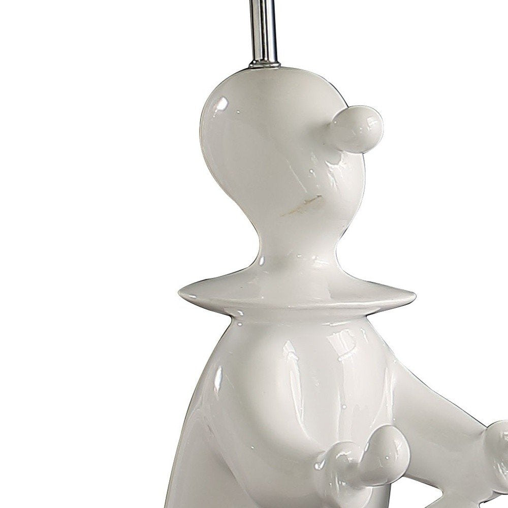 21" White Novelty Clown Table Lamp With White Empire Shade — view 5