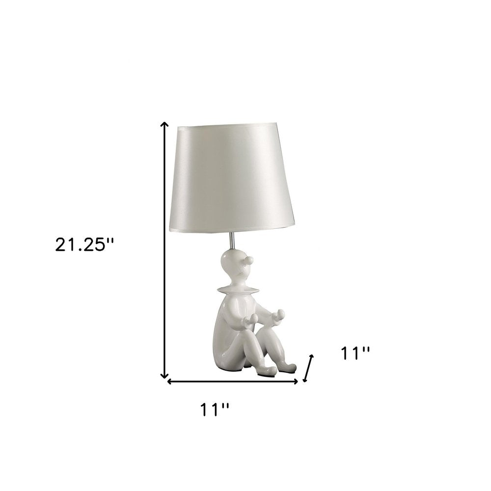 21" White Novelty Clown Table Lamp With White Empire Shade — view 6