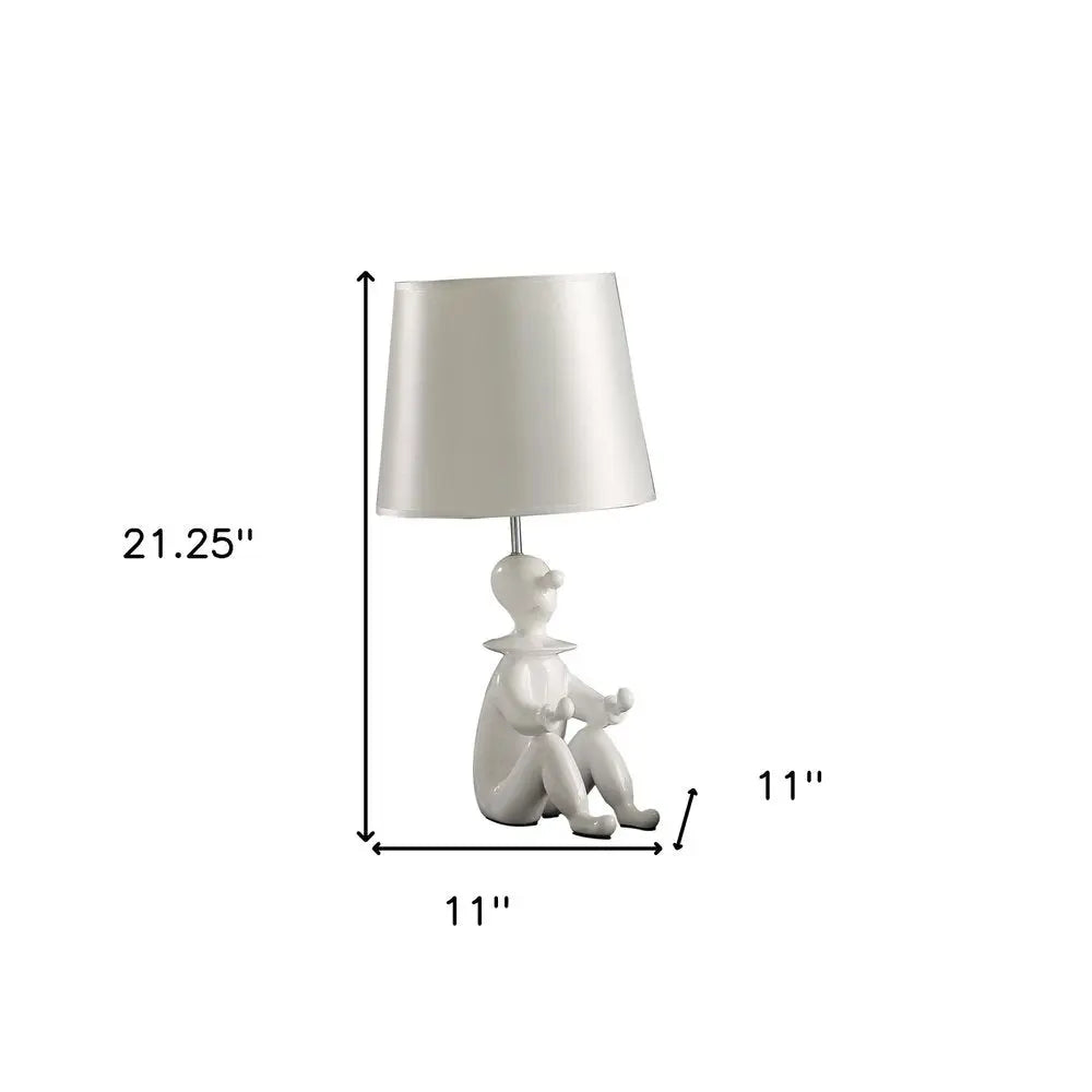 21" White Novelty Clown Table Lamp With White Empire Shade HomeRoots