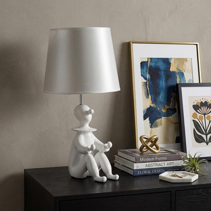 21" White Novelty Clown Table Lamp With White Empire Shade HomeRoots