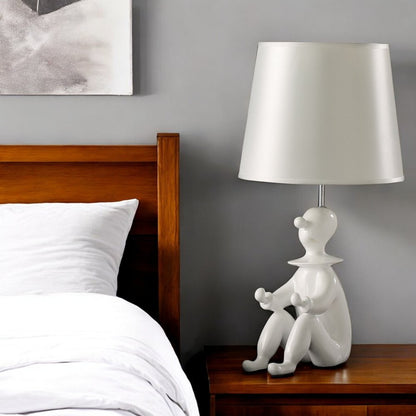 21" White Novelty Clown Table Lamp With White Empire Shade HomeRoots
