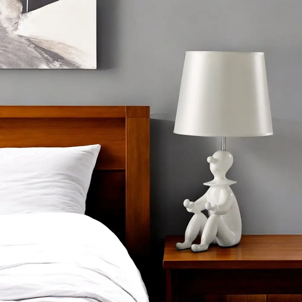 21" White Novelty Clown Table Lamp With White Empire Shade HomeRoots