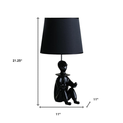 21” Black Sculptural Clown Phone Holder Desk Lamp HomeRoots