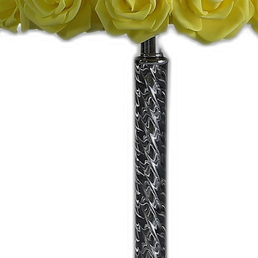 18" Silver Bedside Table Lamp With Yellow Flowers Drum Shade — view 5