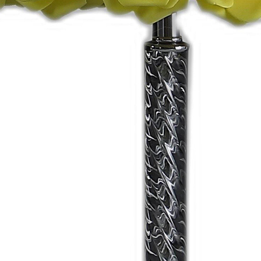 18" Silver Bedside Table Lamp With Yellow Flowers Drum Shade — view 6