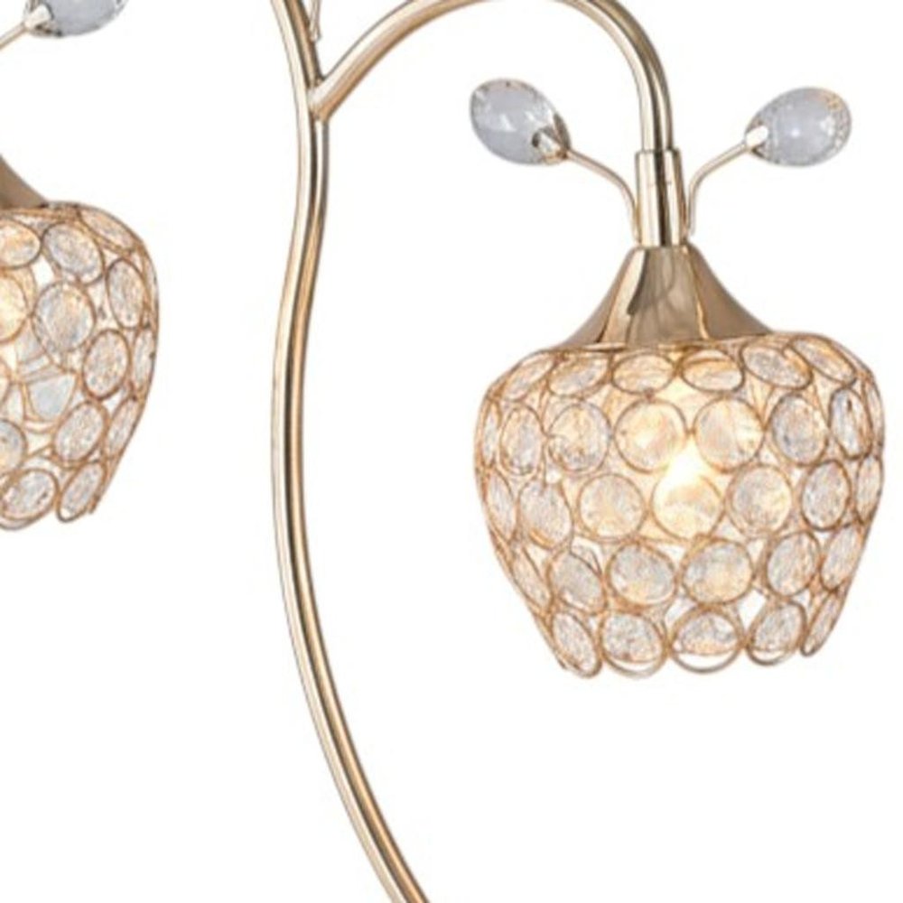 17" Gold Two Light Bedside Table Lamp With Clear Novelty Shade — view 4