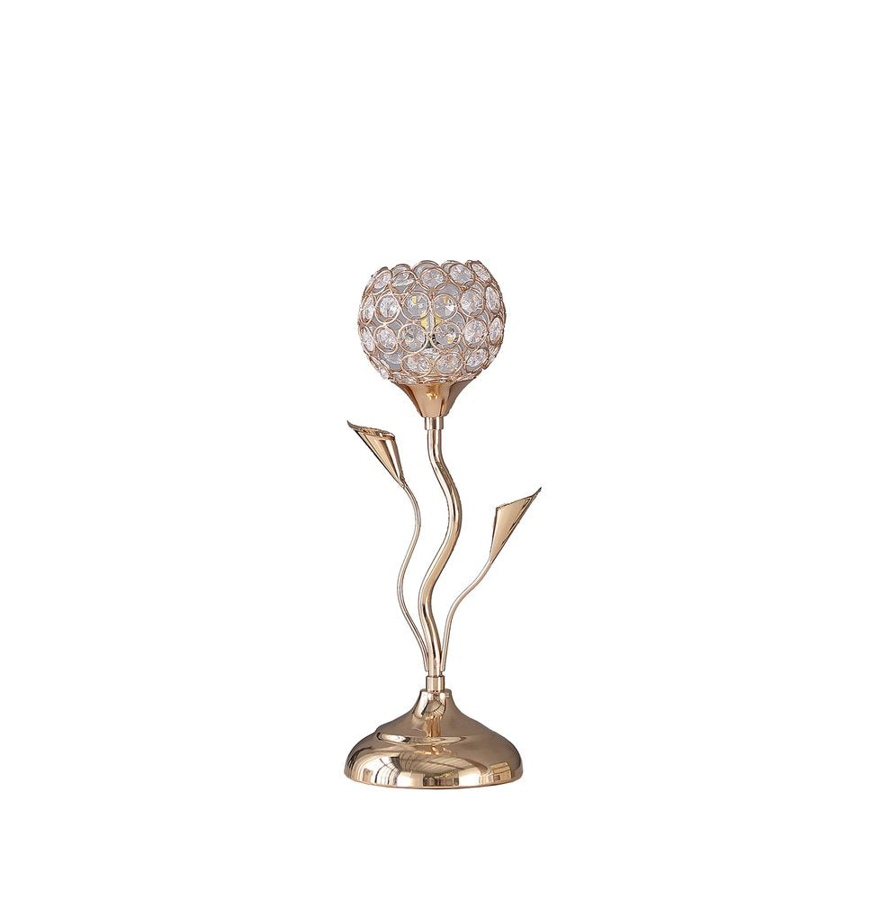 14" Gold Bedside Table Lamp With Clear Novelty Shade HomeRoots