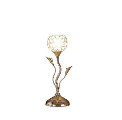 14" Gold Bedside Table Lamp With Clear Novelty Shade HomeRoots