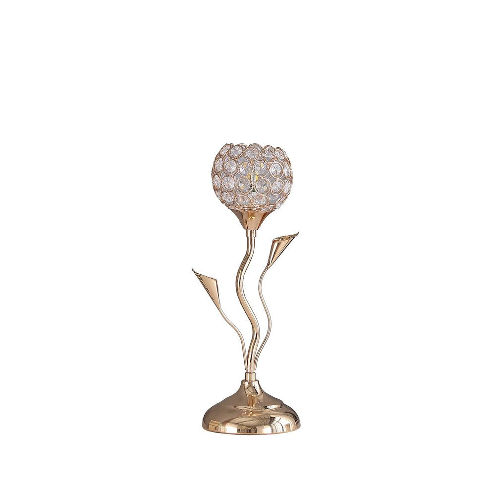 14" Gold Bedside Table Lamp With Clear Novelty Shade HomeRoots