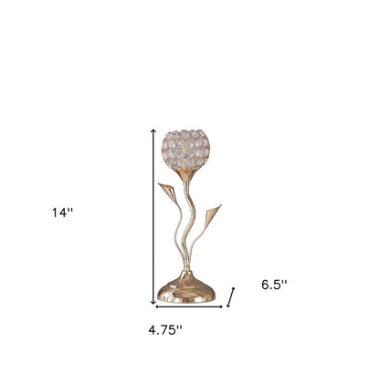14" Gold Bedside Table Lamp With Clear Novelty Shade HomeRoots
