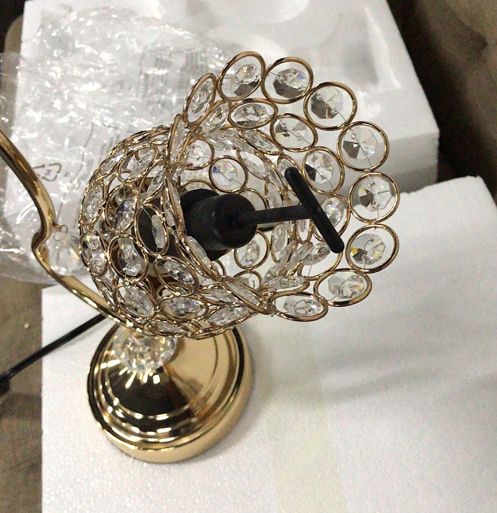 19" Gold Two Light Bedside Table Lamp With Clear Novelty Shade HomeRoots