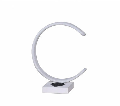 14" White Metal LED with USB Wireless Charger Table Lamp HomeRoots