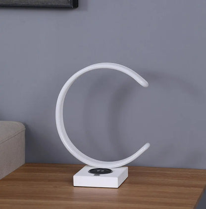 14" White Metal LED with USB Wireless Charger Table Lamp HomeRoots
