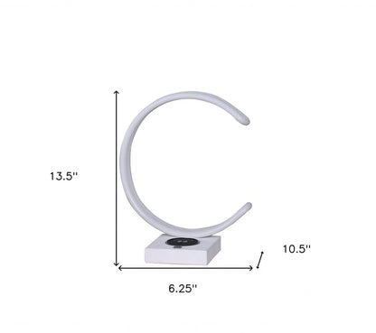 14" White Metal LED with USB Wireless Charger Table Lamp HomeRoots