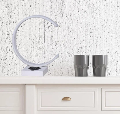 14" White Metal LED with USB Wireless Charger Table Lamp HomeRoots