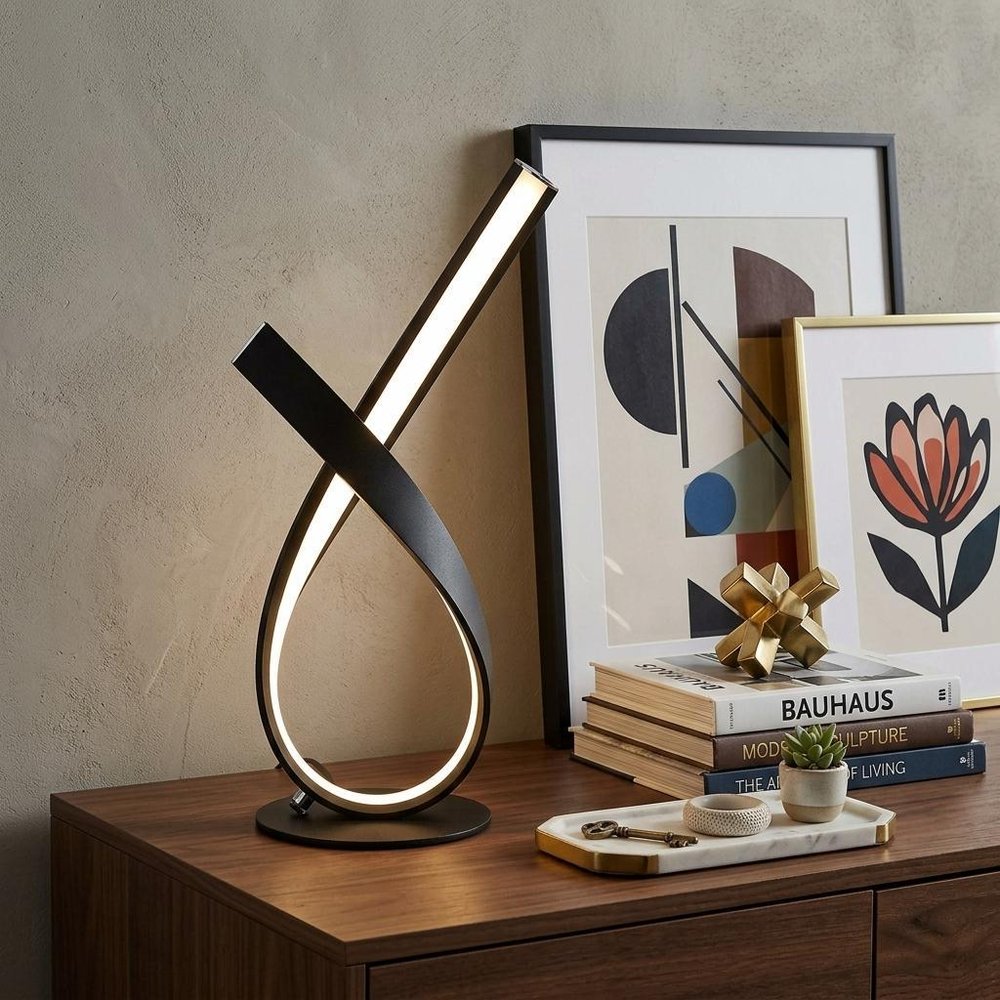 17" Black Bedside Led Table Lamp HomeRoots
