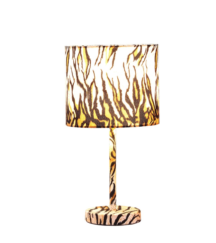 19" Brown And Black Bedside Table Lamp With Brown And Black Drum Shade HomeRoots
