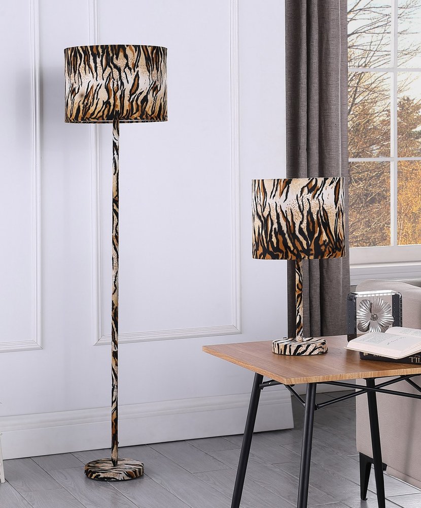 19" Brown And Black Bedside Table Lamp With Brown And Black Drum Shade HomeRoots