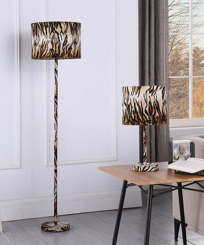 19" Brown And Black Bedside Table Lamp With Brown And Black Drum Shade HomeRoots