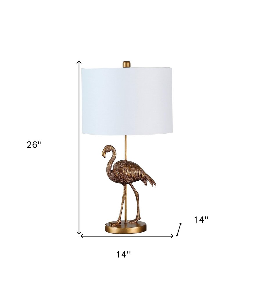 26" Gold Flamingo Table Lamp With White Drum Shade HomeRoots