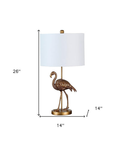 26" Gold Flamingo Table Lamp With White Drum Shade HomeRoots