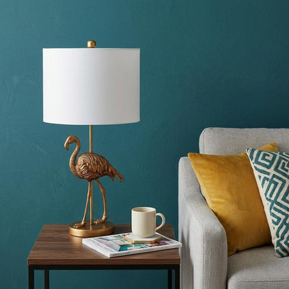 26" Gold Flamingo Table Lamp With White Drum Shade HomeRoots