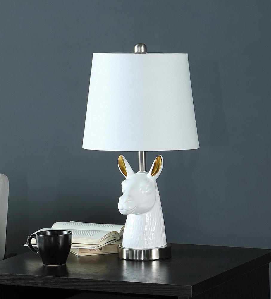 21" Silver Bedside Table Lamp With White Empire Shade HomeRoots