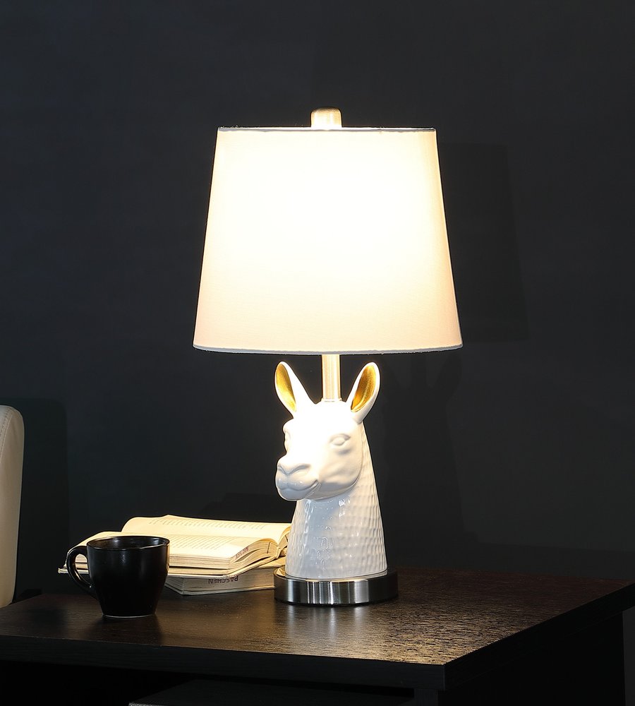 21" Silver Bedside Table Lamp With White Empire Shade HomeRoots