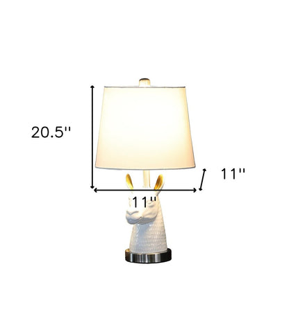 21" Silver Bedside Table Lamp With White Empire Shade HomeRoots
